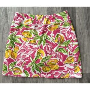 Barbara Gerwit Skirt Skort Size M Pink White Floral Pull On Stretch Beach